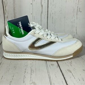 Tretorn Kristine Elite Sneakers Low Top Lace Up Shoes White Gold Womens Size 7